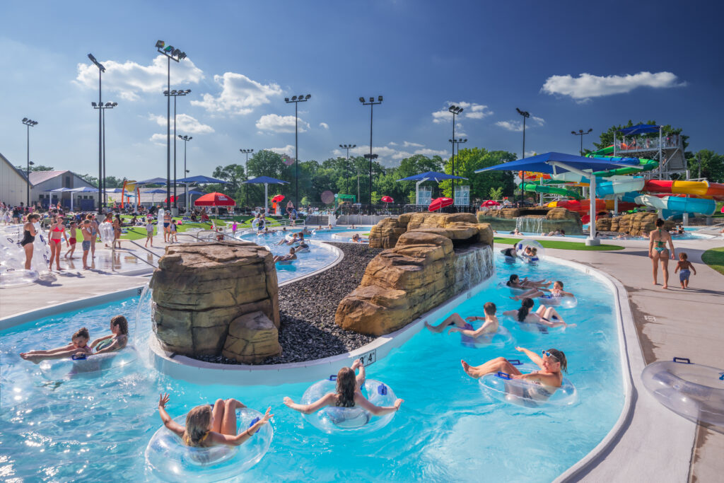 Photo of the lazy river at the YMCA Water Park at The Landing in Bettendorf, Iowa.