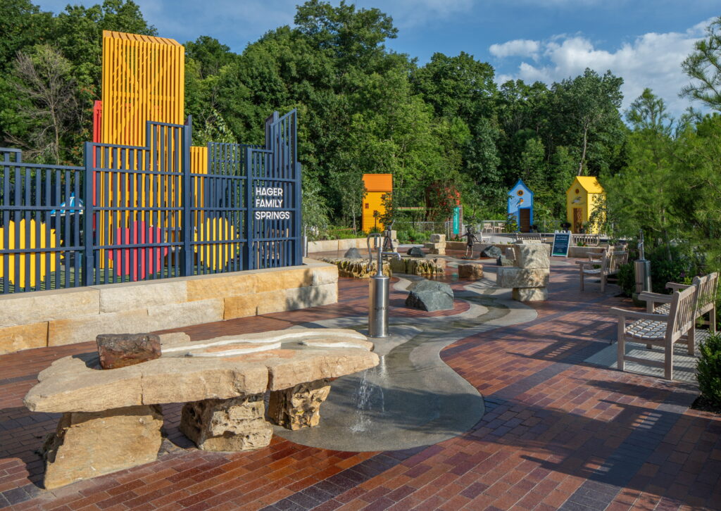 Hager Family Springs at Sophia's Play Garden at Laurizen Gardens in Omaha, Nebraska.