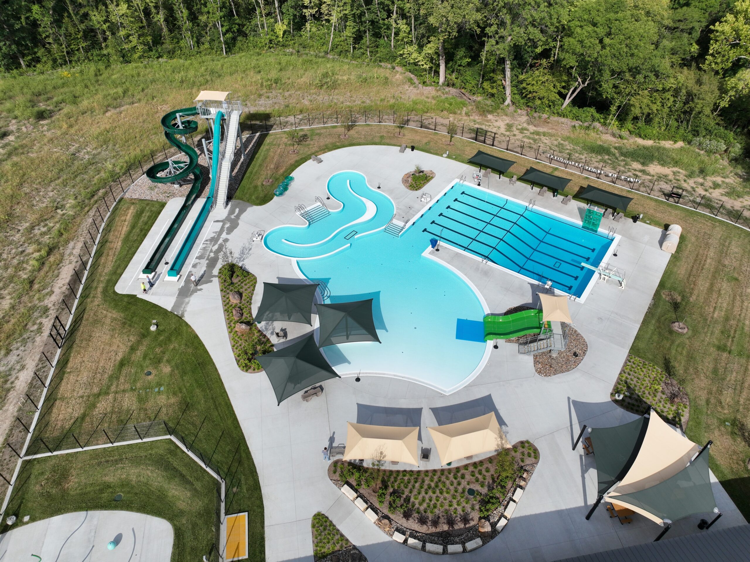 Aerial view of Lansing Aquatic Center in Lansing, Kansas.