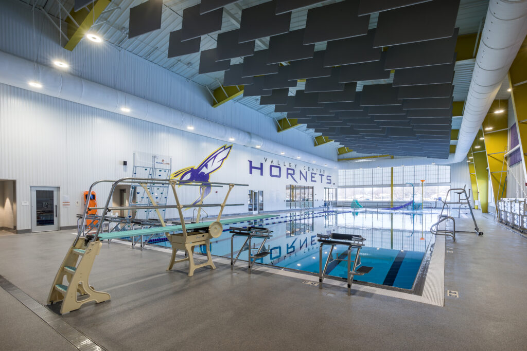 Photo of the natatorium and indoor pool at the Valley Rec Center in Valley Center, Kansas.